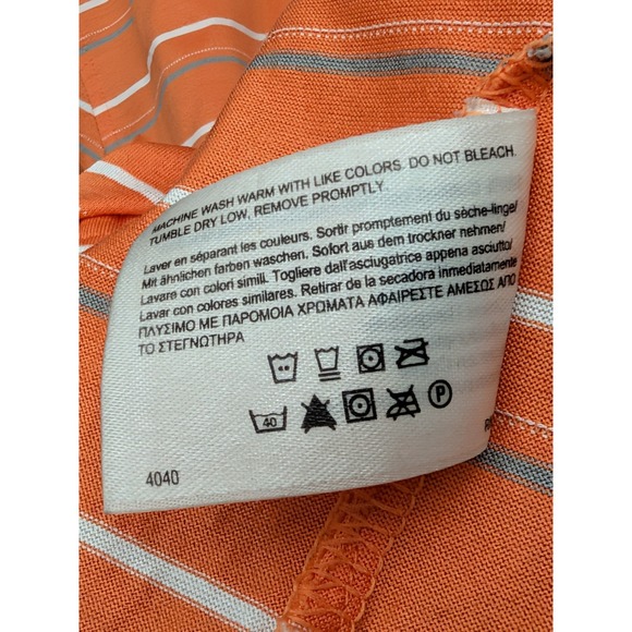 Brooks Brothers St Andrews Links Golf Polo Shirt Orange Striped Preppy Size L - Picture 8 of 8